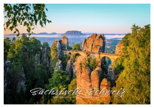 Postkarte Sächsische Schweiz - Basteibrücke, Steinschleuder, Lilienstein (Motiv PO_SSW_24)